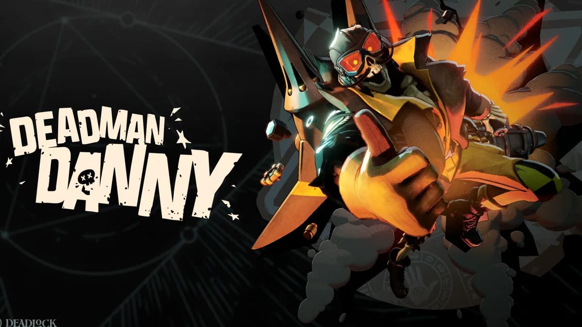 Deadman Danny key art: a skull-faced pilot in goggles with a winged jetpack, giving a thumbs-up