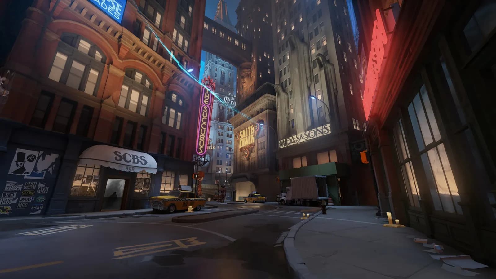 Downtown on Deadlock's blue Broadway lane