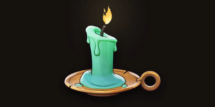 Rem's weapon, a green candle in a brass holder