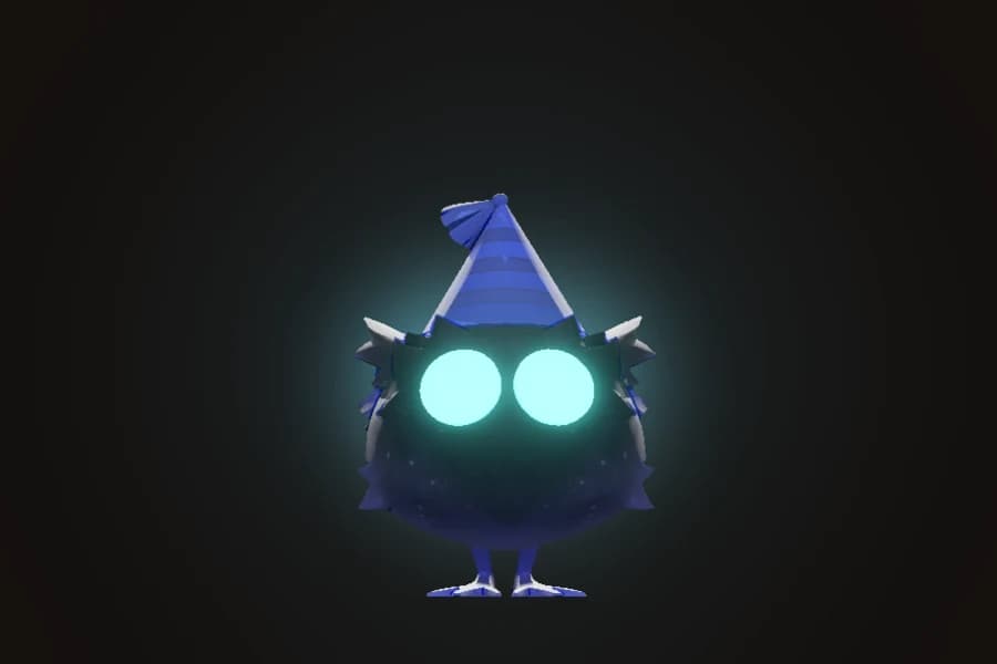 A Lil Helper, one of Rem's small dream creatures with glowing eyes and a striped hat