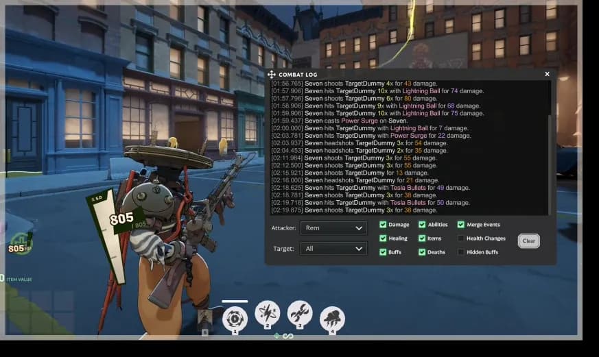 Deadlock sandbox combat log