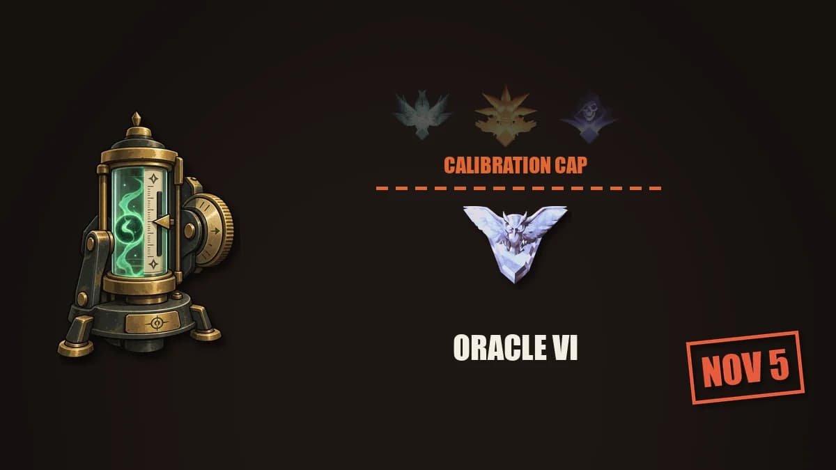 Calibration machine next to the Oracle VI calibration cap, with a Nov 5 season end stamp