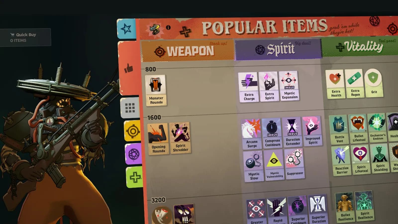 Deadlock shop Popular Items tab by match phase