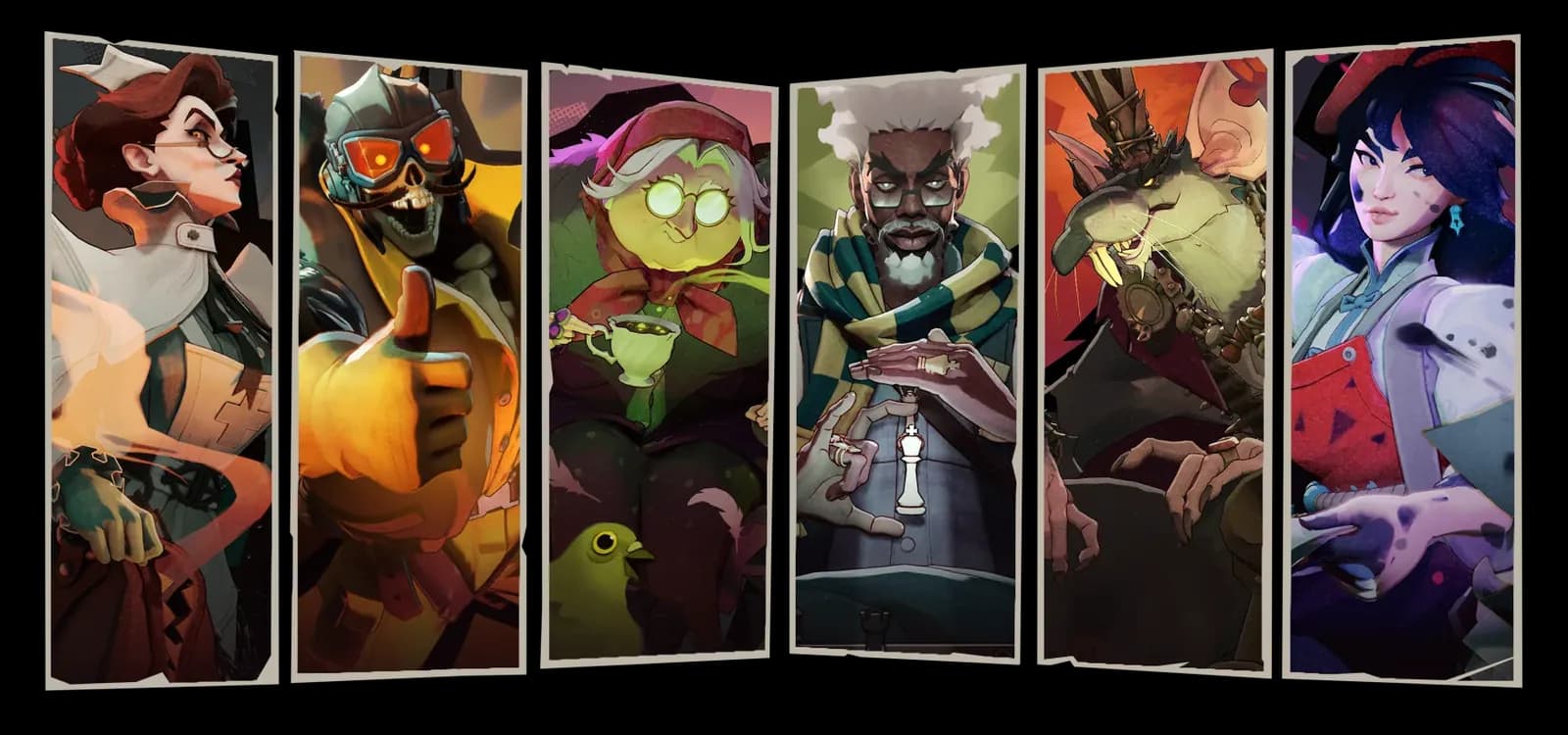 Portraits of the six new Deadlock heroes from City Never Sleeps